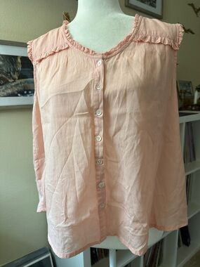 April Cornell Light Pink Sleeveless Blouse Med Lightweight